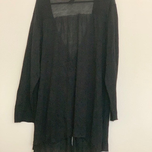 EILEEN FISHER WOMAN 3X Black Italian Yarn Knit Open Cardigan Linen Nylon Blend - Picture 2 of 11